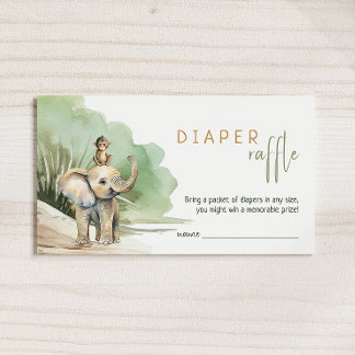 Carte D'accompagnement Jungle Safari Animaux Baby shower Déchets Raffle