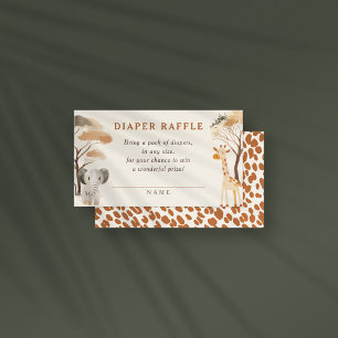 Carte D'accompagnement Jungle Safari Animaux Baby shower Déchets Raffle