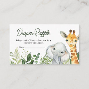 Carte D'accompagnement Jungle Safari Animaux Baby shower Déchets Raffle