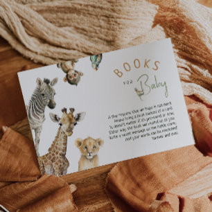 Carte D'accompagnement Jungle Safari Animaux Baby showers Livres Pour Béb