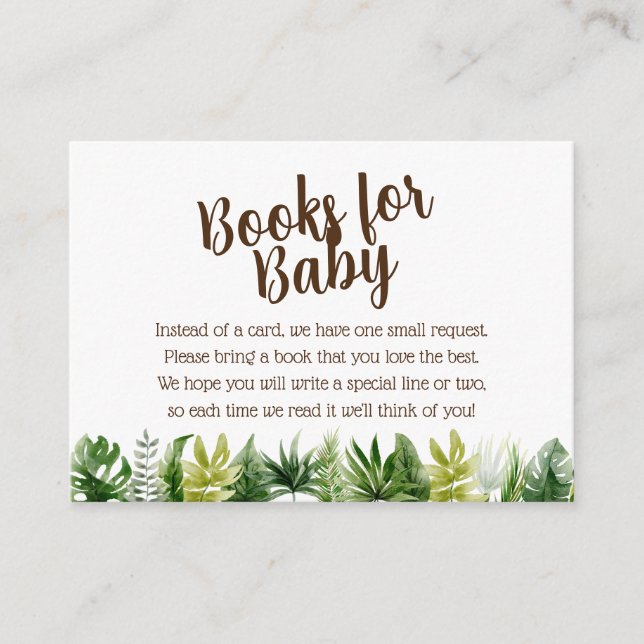 Carte D'accompagnement Jungle Safari Baby shower Livres pour bébé (Devant)