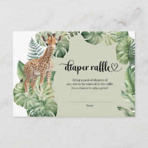 Carte D'accompagnement Jungle Safari Giraffe Palms Baby shower Feuille