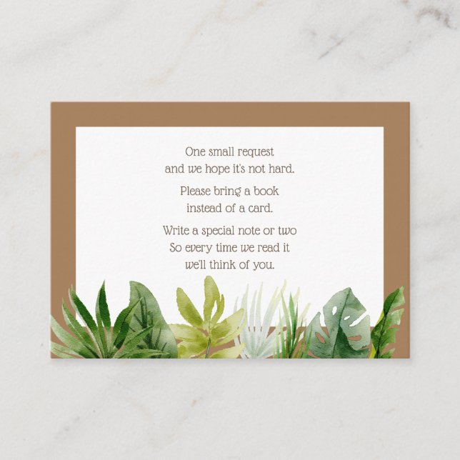 Carte D'accompagnement Jungle Safari S'il vous plaît apporter un livre (Devant)