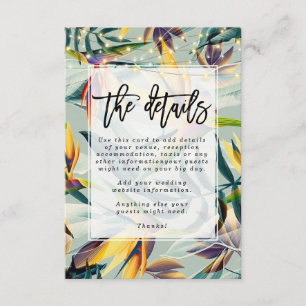 Carte D'accompagnement jungle tropicale fleurie mariage détails informati