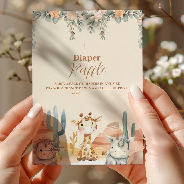 Carte D'accompagnement Jungle tropicale Safari Animaux Garçon Raffle Diap (Créateur téléchargé)