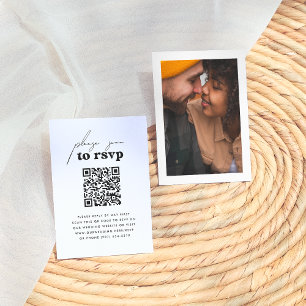 Carte D'accompagnement Just Love Retro Photo Super QR Code Mariage RSVP