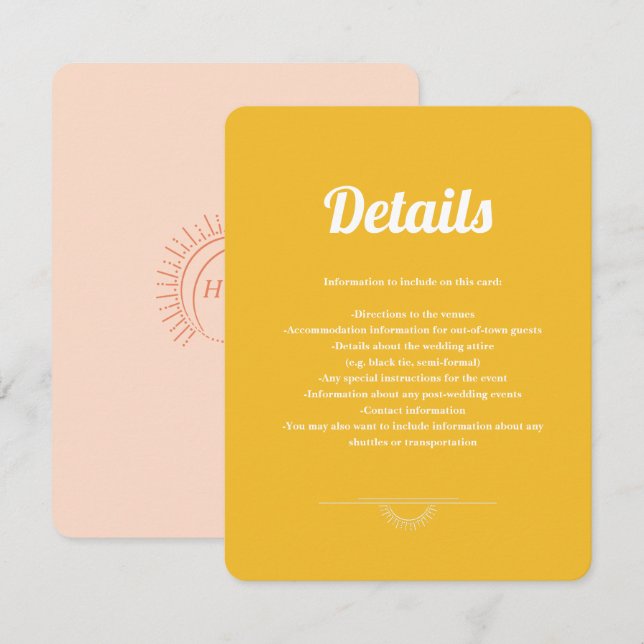 Carte D'accompagnement Juste Peachy Mariage Eclôture (Devant / Derrière)