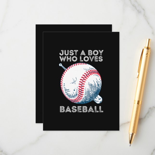 Carte D'accompagnement Juste un garçon qui aime le baseball (Devant/Arrière en situation)