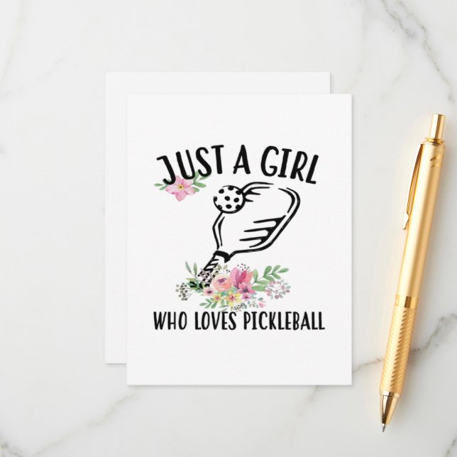 Carte D'accompagnement Juste une fille qui aime Pickleball (Devant/Arrière en situation)
