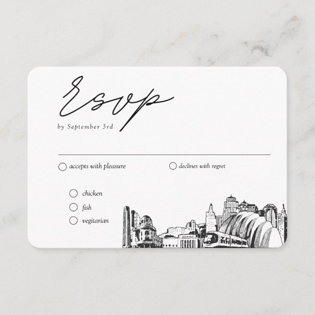 Carte D'accompagnement Kansas City Mariage traditionnel RSVP option de re (Devant)