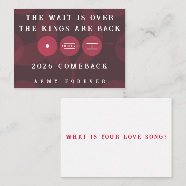 Carte D'accompagnement Kings are Back ARIRANG Comeback Freebie Card (Devant / Derrière)