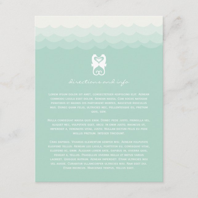Carte D'accompagnement Kissing Seahorses Heart Summer Beach Mariage (Devant)