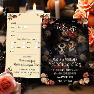 Carte D'accompagnement Kissing Skeletons RSVP Mariage gothique