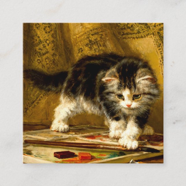 Carte D'accompagnement Kitten avec peinture et brosses (Devant)