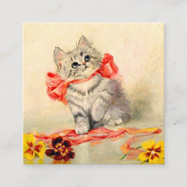 Carte D'accompagnement Kitten avec ruban rouge (Devant)