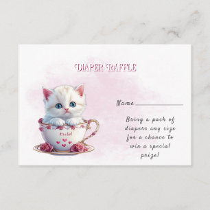 Carte D'accompagnement Kitten en Baby shower de fleurs roses de coupe