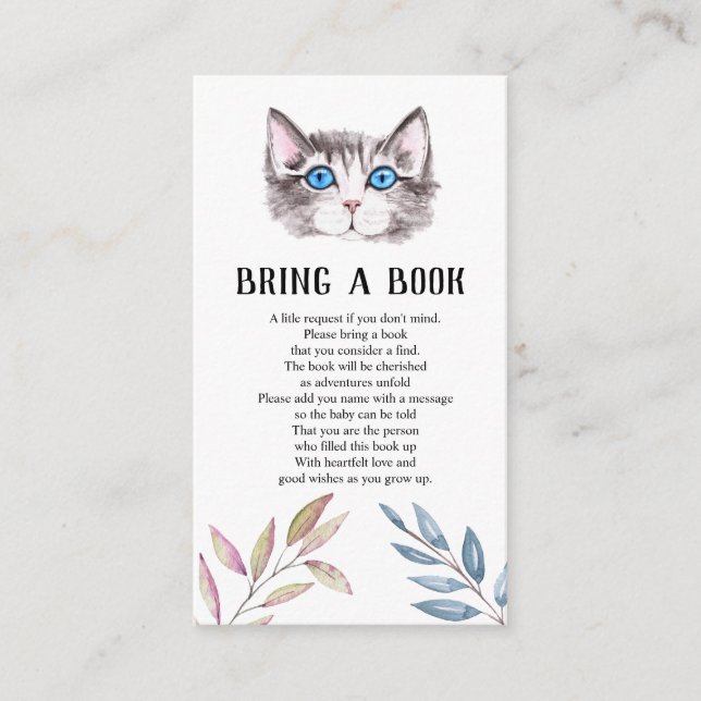 Carte D'accompagnement Kitten Kitty Chat Baby shower Apportez un livre (Devant)