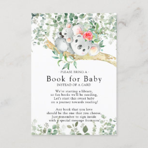 Carte D'accompagnement Koala Bear Boys Baby shower Book for Baby Card