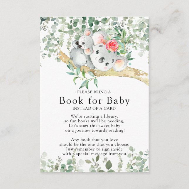 Carte D'accompagnement Koala Bear Boys Baby shower Book for Baby Card (Devant)