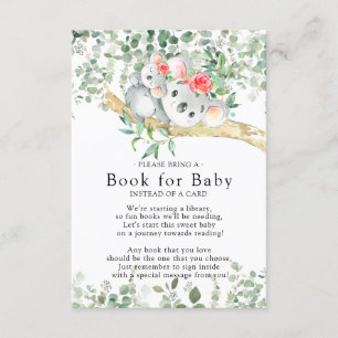 Carte D'accompagnement Koala Bear Girls Baby shower Book for Baby Card