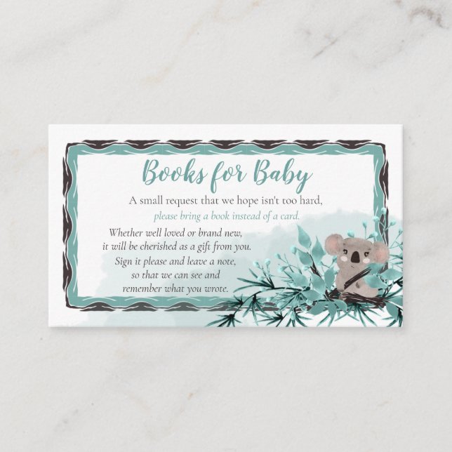 Carte D'accompagnement Koala Bear Unisex Baby showers Livres pour bébé En (Devant)
