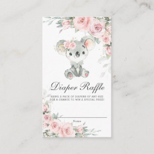 Carte D'accompagnement Koala Blush Floral Greenery Baby Diaper Raffle