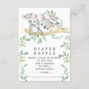 Carte D'accompagnement Koala Triplets Baby shower Déchets Raffle Ticket
