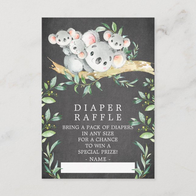 Carte D'accompagnement Koala Triplets Baby shower Déchets Raffle Ticket (Devant)