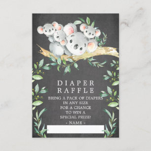 Carte D'accompagnement Koala Triplets Baby shower Déchets Raffle Ticket