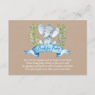 Carte D'accompagnement Kraft Boy Rustic Elephant Books for Baby Insert