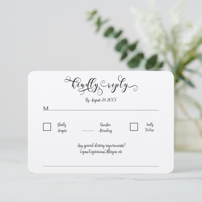 Carte D'accompagnement Kraft Calligraphie Script Traditionnel Mariage RSV (Debout devant)