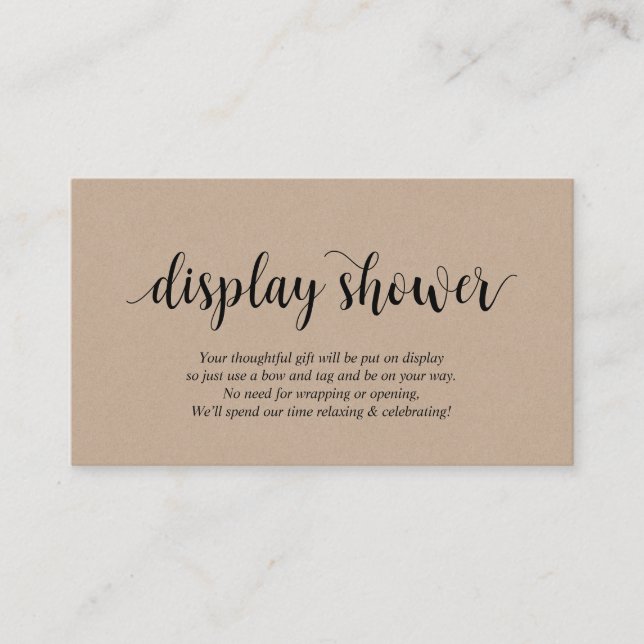 Carte D'accompagnement Kraft Rustique moderne, Script noir, douche d'affi (Devant)