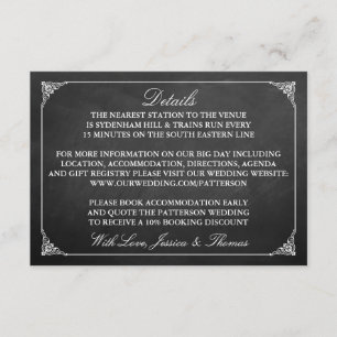 Carte D'accompagnement La collection de mariage sur tableau noir de maria
