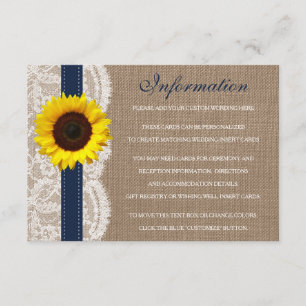 Carte D'accompagnement La Collection de Mariage Tournesol Rustique - Mari