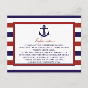 Carte D'accompagnement La collection de Mariages d'Ancres nautiques Red &
