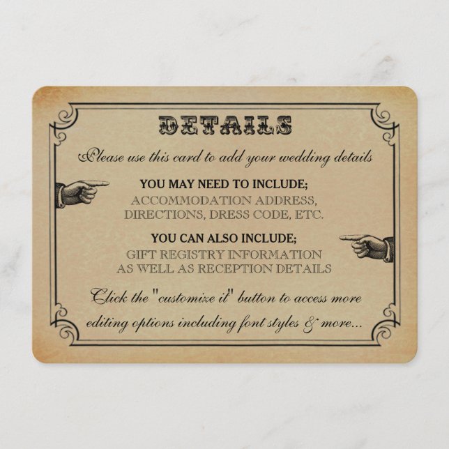 Carte D'accompagnement La collection de Mariages de Steampunk victorienne (Devant)