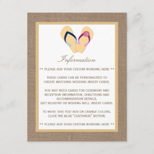 Carte D'accompagnement La collection de Mariages Flip Flop Sand Beach Bur