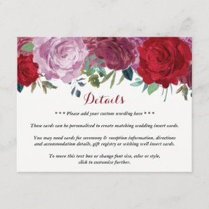 Carte D'accompagnement La collection de Mariages floraux romantiques