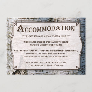 Carte D'accompagnement La collection de Mariages Rustic Silver Birch Tree