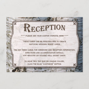 Carte D'accompagnement La collection de Mariages Rustic Silver Birch Tree