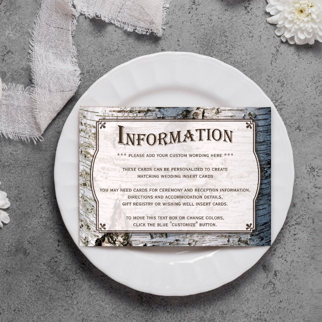 Carte D'accompagnement La collection de Mariages Rustic Silver Birch Tree (Créateur téléchargé)