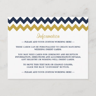 Carte D'accompagnement La collection Mariage moderne Chevron - Marine & G