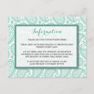 Carte D'accompagnement La collection Mariage moderne Paisley - Vert