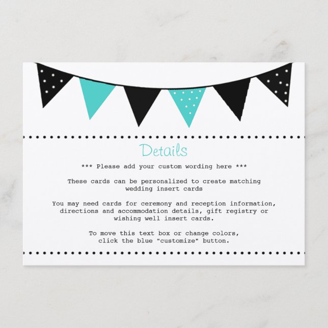 Carte D'accompagnement La collection moderne de Mariages Bunting Turquois (Devant)