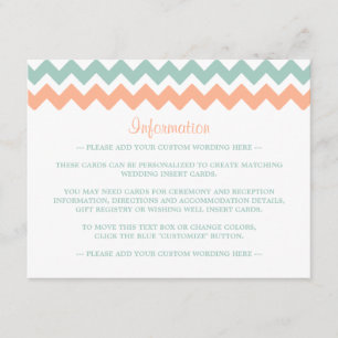 Carte D'accompagnement La collection moderne de Mariages Chevron Peach &