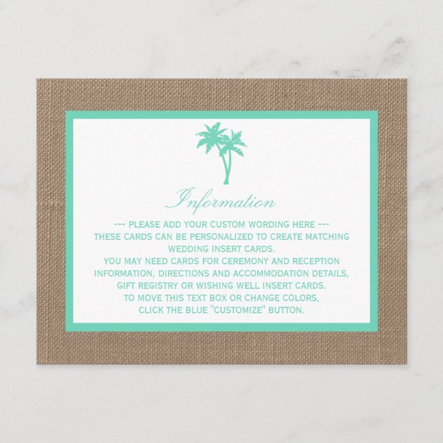 Carte D'accompagnement La collection Tropical Palm Tree Beach Wedding (Devant)