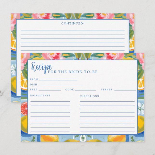 Carte D'accompagnement La dolce vita recette d'été citron nuptiale de dou (Devant / Derrière)