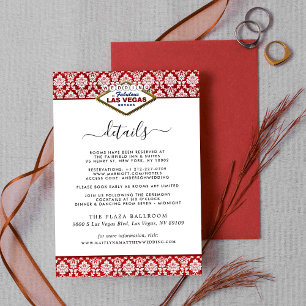 Carte D'accompagnement La Parties scintillant Damask Las Vegas Mariage Co