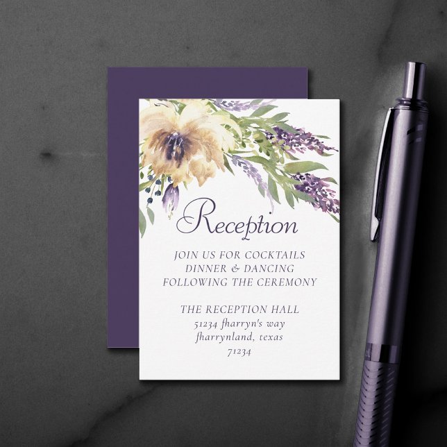 Carte D'accompagnement La verdure de l'anémone | Réception Florale Violet (Créateur téléchargé)