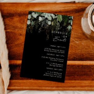 Carte D'accompagnement La verdure et la feuille d'or   Calendrier noir de